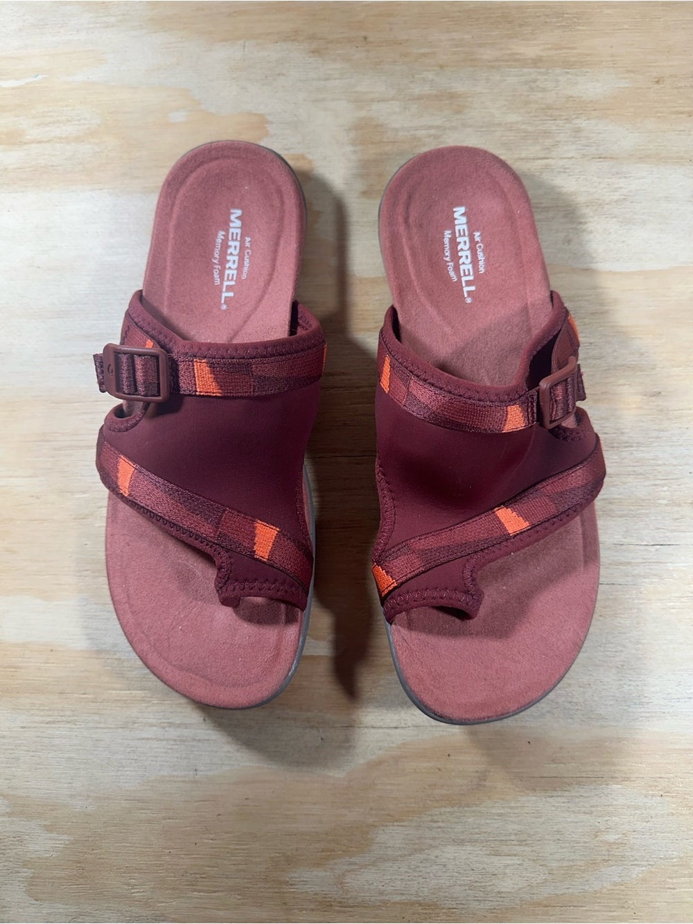 Merrell  Rust-Red Slide Sandals with Orange Accents Women’s Size 9 - Picture 2 of 8